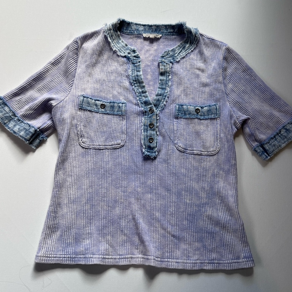 Mystree waffle knit denim top